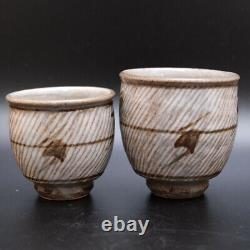 0716a Tatsuzo Shimaoka Japanese Mingei Mashiko pottery Yunomi Tea Cup Set