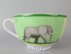 100% Authentic HERMES AFRICA Porcelain Green Tea Cup & Saucer Set
