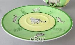 100% Authentic HERMES AFRICA Porcelain Green Tea Cup & Saucer Set