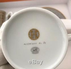 100% Authentic Hermes Mosaique Au 24 Gold Teacup and Saucer, 2 sets