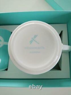100% Authentic Tiffany & Co. Blue Ribbon Bone China Pair tea Cup 2set w box