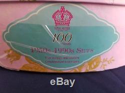 100 years of Royal Albert 10 Piece Teacup and Saucer Set 1950-1990 Boxed 1st