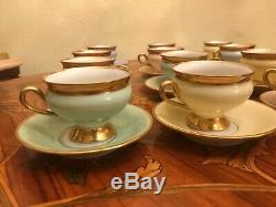 12 Cup 12 Saucer Set Vintage KPM Danish Copenhagen Porcelain Maleri Coffee Tea