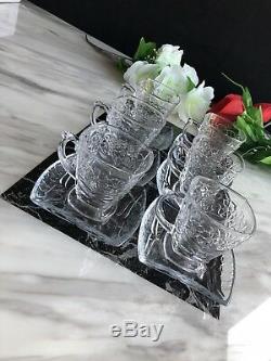 12 Designer Glass Turkish Arabic Tea Coffee Serving Set Cups Saucers 125ML