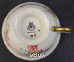 12 Pc. Vintage Castleton Sunny Brooke Porcelain Footed Teacup Saucer Set