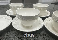 12 Wedgewood Etruria Barlaston embossed queensware tea cup and saucer Sets