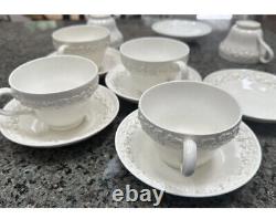 12 Wedgewood Etruria Barlaston embossed queensware tea cup and saucer Sets