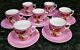 14 pc. Antique Pink & Gold Raised Flower small tea Cup teacup Saucer Set GERMANY