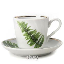 14-pc Porcelain Tea Set with Botanical Pattern by Dobrush Belarus FERN PLANT