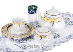 14pc Blueberry Czech Porcelain Tea Service Set European Tea Set Thun Teaset 14/6