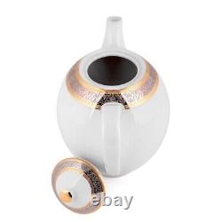 14pc Greek Wave Gold Luxury Porcelain Czech Tea Service Set European Tea Set