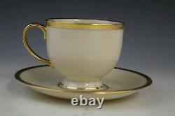 16 Pc Lenox Tuxedo Porcelain Presidential Gold Band Footed Tea Cup Saucer Set