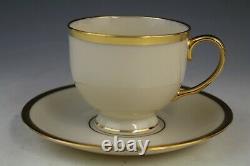 16 Pc Lenox Tuxedo Porcelain Presidential Gold Band Footed Tea Cup Saucer Set