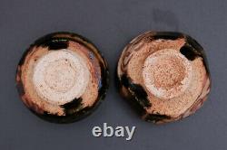 18a Ken Matsuzaki Japanese Oribe ware pottery Bottle Yunomi Tea Cup Set with Box