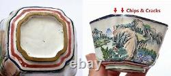 1900's Chinese Set 6 Canton Enamel Hand Painted Wine Tea Cup River Village Scene