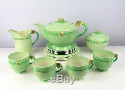 1930s Art Deco Carlton Ware Buttercup Garland Tea Set Teapot Cup Saucer Plates
