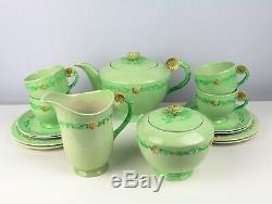 1930s Art Deco Carlton Ware Buttercup Garland Tea Set Teapot Cup Saucer Plates