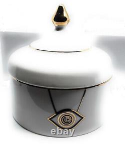 19 Pc Luxury Bone China & Glass Turkish Tea & Coffee Set Evil Eye Design