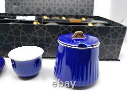 19 Pc Luxury Bone China & Glass Turkish Tea Glass and Gawa Cup Set + Sugar Bowl