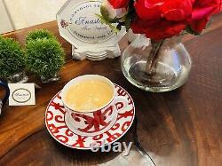 1 HERMES Balcon du Guadalquivir Red Large Breakfast Tea Coffee Cup & Saucer DAMG