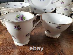 21x Royal Stafford Bone China Sweet Violets Tea Cups Trio Tea Set Saucers Cream