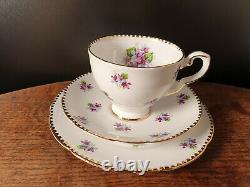 21x Royal Stafford Bone China Sweet Violets Tea Cups Trio Tea Set Saucers Cream