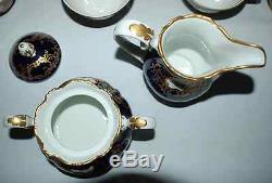 23 Piece Reichenbach Eight Cup Coffee/Tea Set Echt Cobalt Gold Filagree / Gild