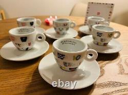 25th Anniversary illy Art Espresso Coffee Cups & Saucers 12 piece New / 70 ml
