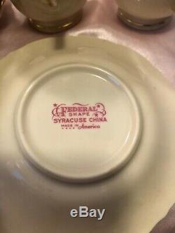 28pc 1960's Federal Shape Carvel Syracuse China Tea Cup & Saucer Set