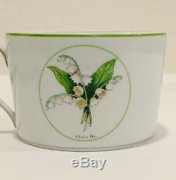 2 Christian Dior Limoges Milly-la-foret Floral Teacup And Saucer Set Pair RARE