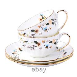 2 Cups 2 Saucers Luxury Bone China Tea Set Coffee Mug Tea Cup Set Service for 2
