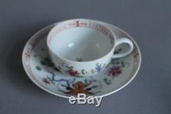 2 Meissen Coffee Tea Cup & Saucer Sets Chinoiserie Rock And Bird 1st