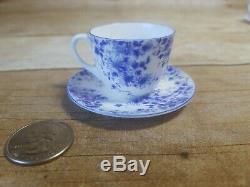 2 Sets Shelley Mini Bone China Tea Cups & Saucers Dainty Blue Charm 13864