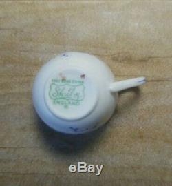 2 Sets Shelley Mini Bone China Tea Cups & Saucers Dainty Blue Charm 13864