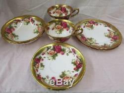 2 Sets Vintage Royal Chelsea Golden Rose Tea Cup Saucer Dessert Plate & Bowl