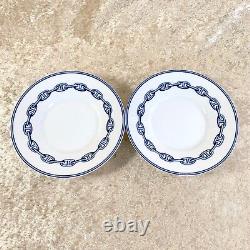 2 Sets x Authentic Hermes Tea Cup & Saucer CHAINE D'ANCRE BLUE with Box