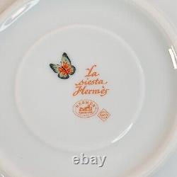 2 x Authentic HERMES La Siesta Yellow Orange Cup & Saucer Pairs Porcelain with Box