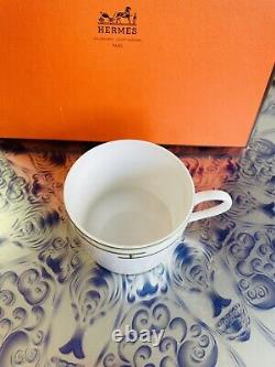 2 x HERMES PARIS Tea Cup & Saucer Porcelain Rythme RHYTHM RED & BLUE