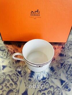 2 x HERMES PARIS Tea Cup & Saucer Porcelain Rythme RHYTHM RED & BLUE