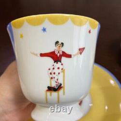 2 x Hermes Paris Tea Cup & Saucer Sets French Porcelain Le Clown Circus JP Used