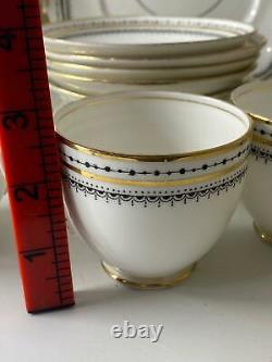 31 Pieces of Vintage White Black and Gold Patterned Royal Albert Crown China