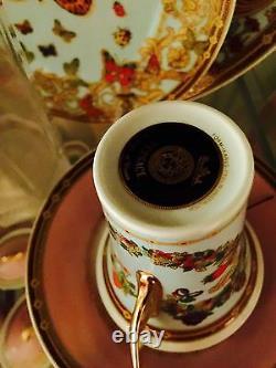 $320 Versace Le Jardin Cup Saucer Set Coffee Tea Tall Light Blue New In Box Sale