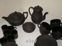 34 Pc Set Vtg Wedgwood Black Basalt Coffee Tea Pot Cup Mug Saucer Snack Plate