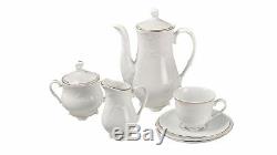 39 Piece Porcelain Tea Coffee Set Cups Saucers Jug Mugs Teapot Fine Gold Service