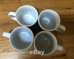 4 Marimekko Unikko RED BLUE YELLOW & BLACK Flower Coffee Mug Tea Cup Set EUC