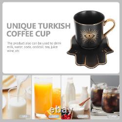 4 Set Mark Ceramic Mug Porcelain Espresso Cups Beer Coffee and Saucer