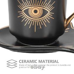 4 Set Mark Ceramic Mug Porcelain Espresso Cups Beer Coffee and Saucer
