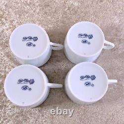 4 Sets x Hermes Paris Tea Cup & Saucer CHAINE D'ANCRE BLUE Porcelain Tableware