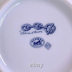 4 Sets x Hermes Paris Tea Cup & Saucer CHAINE D'ANCRE BLUE Porcelain Tableware