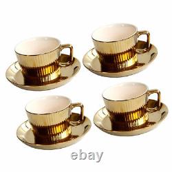 4x Ceramic Coffee Tea Mug Cup and Saucer for Home Cafe Bar Gift 250ml/8.5oz
